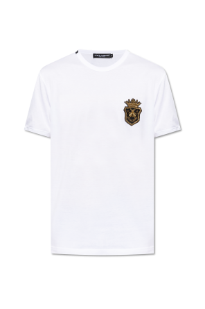 Dolce & Gabbana T-SHIRT WITH APPLIQUE コットン Tシャツ ロゴ White T-shirt with applique Dolce & Gabbana - Vitkac AS